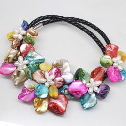 Choker Beauty 50mm-70mm 5Flower Necklace 18inches Baroque Shell Mother Of Pearl Handmade Choose Color