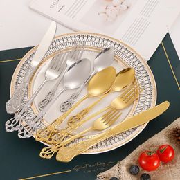 Dinnerware Sets 30pcs Royal Cutlery Set Gold Stainless Steel Western Knives Dessert Spoon Forks Kitchen Dinner Silverware Tableware