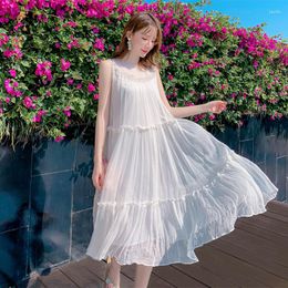 Casual Dresses Summer Dress Women Silk Long Sleeveless White Beach Maxi Party Vestidos Verano 2023 Clothes 08001