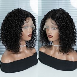 Short Deep Wave Bob Wigs Curly Lace Front Human Hair Wig Black Women Afro Jerry Curly Brazilian Bob Lace Wigs Pre Plucke