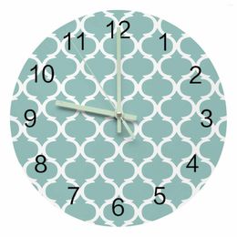 Wall Clocks Teal Turquoise Morocco Luminous Pointer Clock Home Ornaments Round Silent Living Room Bedroom Office Decor