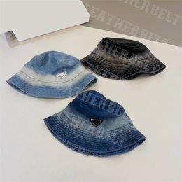 Metal Triangle Bucket Hats Street Style Denim Fisherman Hat Women Men Holiday Stingy Brim Sun Cap