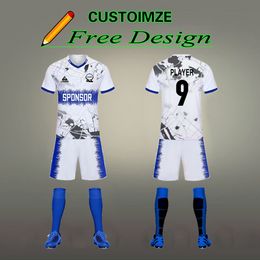 Other Sporting Goods Sublimation Football Team Kit Customise Name Number Soccer Jersey Uniform Adult Kids 3X3 Training Sets Blank Version 230626