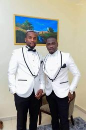 Men's Suits Men's Wedding Tuxedos Single Button Leisure Blazer White Tuxedo Jacket Black Lapel Groom Suit For Men