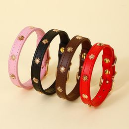 Dog Collars 1pc Pet Supplies Accessories Real Leather Collar Soft Puppy Cat Adjustable Chihuahua Necklace Alloy Buckle Chain