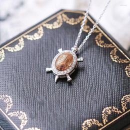 Pendant Necklaces Exquisite Two Color Zircon Tortoise Necklace For Women Super Fine Chain Neck Inlay Crystal Charm Jewelry