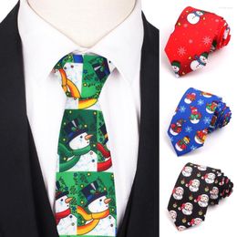Bow Ties Snowman Print For Men Women Christmas Necktie Gifts Santa Claus Tie Tree Gift Gravatas