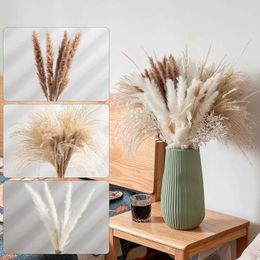 Dried Flowers 89 PCS Grass Contains Bunny Tails Reed Bouquet for Wedding Home Table Decor