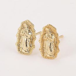 Stud Earrings Diyalo Gold Colour Copper Our Lady Of Guadalupe Virgin Mary Ear Studs For Women Catholic Jewellery Gifts