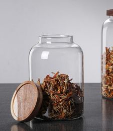 Storage Bottles Jars Organisation Wood Lidded Glass Sealed Jar Large Tea Pastoral Round Kitchen Boxes 230625