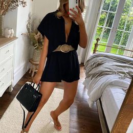 Dress Summer Ladies High Street Fashion Sets New Short Sleeve Casual Solid Colour Cardigan Straight Shorts Suits Elegant Commute Women