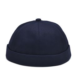 Adjustable Brimless Landlord Hat Women's Docker Sailor Biker Cap Casual Skull Loop Beanie Hat Solid Hat Summer Hats 4Colors