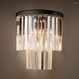 Wall Lamps Retro American Loft Industrial Crystal Vintage Bedside Lights For Stairs Balcony Sconce