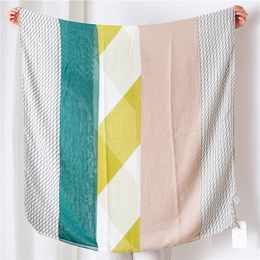 Scarves 2023 Geometry Print Scarf Shawls Fashion Cotton Stripe Wrap Muffler Hijab 3 Colour Wholesale 10pcs/LOT