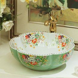 Jingdezhen factory directly art hand painted ceramic wash basins bathroom sinks greengood qty Vgktu