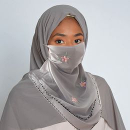 Hijabs 얼굴 커버 Hijab 세트 베일 꽃 Niqab Burka Hijab 이슬람 겸손 2 레이어 Amira Hoofddoek 라마단 아랍 여성 이슬람 230626