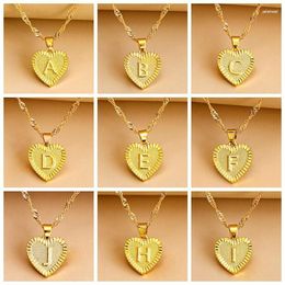 Chains Fashion 26 Letter Gold Color Heart Pendant Necklace For Women Men Chain Couple Charm Initial Clavicle Jewelry