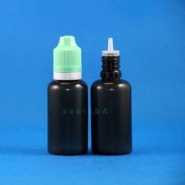 30 ML BLACK Colour Opacity Plastic Dropper Bottle 100PCS With Double Proof Thief Safe & Child Safety Caps Squeezable for e cig juicy Qnerx