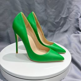 sexy solid green woman toe pointed high heels 8/10/12cm fashion slip on stilettos ladies dress formal shoes customize pumps