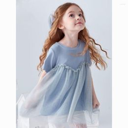 Girl Dresses Cotton Clothes Mesh Lace Dress Spring Summer Tops Children's Korean Baby Princess Gauze