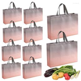 Storage Bags Non Woven Non-Woven Gradual Color Change Foldable Grocery Bag 10 Pcs Portable Handbag For Organizing Buying Food Shopping