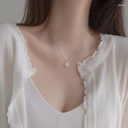 Chains Luxry Bling Cubic Zirconia Rudder Handmade Clavicle Chain Silver Color Necklace For Women Long Dainty Jewelry SN2324