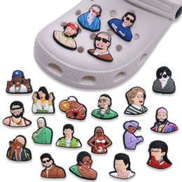 Hip-Pop Man Woman PVC Adult Cool Garden Slippers Accessories Shoe Buckle Fit Wristband Croces Jibz Charms Party Gift