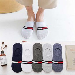 Men's Pants 5 pair 2022 spring summer new silicone men socks boat fashion anti-slip invisible socks men casual light cotton sock man