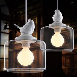 Chandeliers European Creative Bird Chandelier LED Lamps Living Room E27 Light Retro Art Glass Lustre Z40