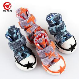 Shoes Hot Sale Pet Dog Shoes Cute Stars Puppy Boot Outdoor Casual Canvas Sneakers Teddy Small Dogs Shoes Zl248