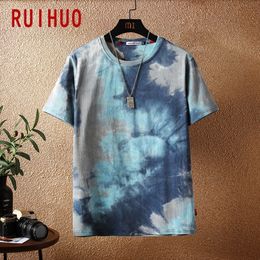 Men's T-Shirts RUIHUO Tie Dye Short Sleeve Men's T-Shirt Fashion Streetwear Hip Hop T Shirt For Men Tshirt Japanese Clothing Man M-5XL 230625