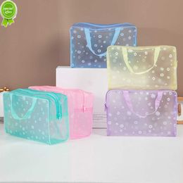 Portable Transparent PVC Makeup Bags Women's Floral Waterproof Cosmetic Bag Travel Washing Toiletry Shower Pouches Random Colour