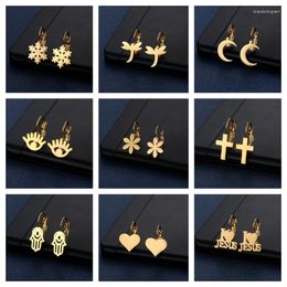 Stud Earrings Vintage Heart For Women Stainless Steel Gold Colour Plated Eye Palm Cross Hoop Earring Luxury Jewellery Aretes Mujer