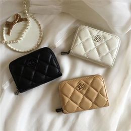 Designer Solid Colour Diamond Cheque Flower Cartoon Ladies Small purse Folding multi-card Holder Purse Compact leather purse Long quilted fashion hold bag