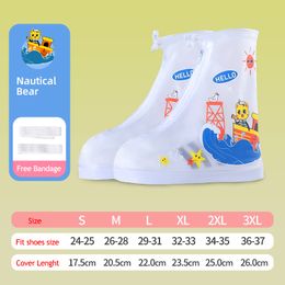 1 set Transparent Non-slip Waterproof Rain Shoe Covers Solid Rain Shoes Kids Cartoon Dinosaur Galoshes Zip PVC Rain Shoes Protec