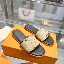 Designer slippers for women sandals woody flat mules slides woman canvas square Toe Lace Embroidery