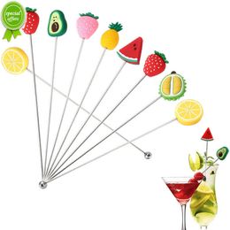 New Stainless Steel Cocktail Sticks Wine Glass Bar Swizzle Mixing Sticks Reusable Juice Chocolate Drink Picks Mixing Muddler Spoon