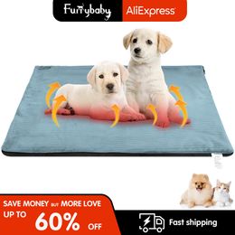 Cat Beds Furniture Furrybaby Winter Dog Bed Self heating Pet Mat Blanket Large Thermal Warm accessories 230626