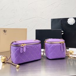 Women Crossbody Bags Shoulder Handbags Designer Luxury Mini Portable Box Cosmetic Lipstick Bag Sheepskin Black Ladies Fashion Small Purses Golden Ball Chain 87