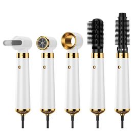 Dryers New 5 in 1 Professional Hair Dryer with Flyaway Attachment Comb Straight Curl Dualuse Home Hair Styling Tools Set