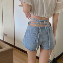 Women's Jeans Women's Women's Trendy High-Waisted Denim Pants With Unique Belted Design Fashionable Summer INS Style Sexy Short