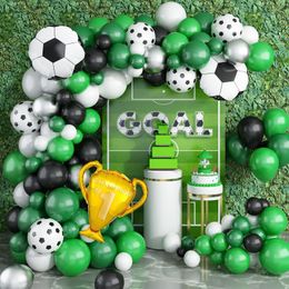 Party Balloons 127Pcs Green White Black Football Trophy Foil Balloon Garland Arch Set Birthday Party Kids Toys Football Themed PartyDecorations 230625