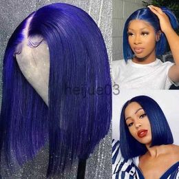 Synthetic Wigs Blue 613 Blonde Bob Wig Lace Front Human Hair Wigs 13x4 Short Bob Brazilian Straight HD Transparent Lace Frontal Wig For Women x0626