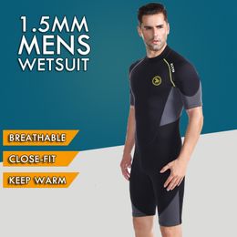 Wetsuits Drysuits Adults 1.5mm Neoprene Wetsuit Men Short Sleeve Diving Suit Kayak Surfing Snorkeling Sunproof Warm Wet Suit 230621