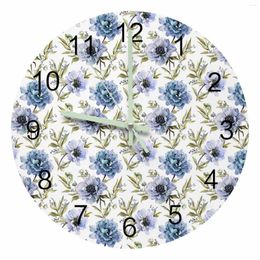 Wall Clocks Field Style Flowers Peony Luminous Pointer Clock Home Ornaments Round Silent Living Room Bedroom Office Decor