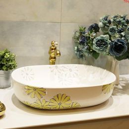 Yellow Daisy Succinct Modern European Warm Decorative Wash Basin Over the Counterhigh quatity Vdnoc