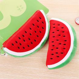 Cartoon Watermelon Plush Pencil Bags Cute Fruit School Cases Stationery Case