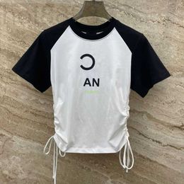 Women's T-shirt Designer Women 100% Cotton Tee t Shirts Tops with Letter Pattern Girls Slim Vintage Crop Brand Jersey Runway Short Pullover Shirt Outwear 068K