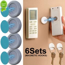 New 6 Sets Magnetic Hooks Wall Mount Strong Magnet Holder Hook for Fridge Sticker Remote Control Storage Key Holder Organizer Hooks