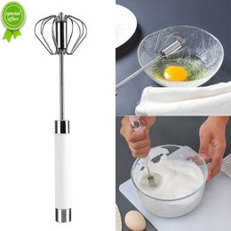 New Stainless Steel Semi-Automatic Whisk Stirrer Mixing Mixer Egg Milk Beater Kitchen Baking Tool Egg Cream Blending Stirring Mixer